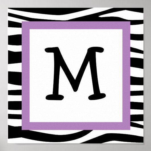 トレンディーゼブラプリント子供部屋ウォールアートネームプリント ポスター (正面)