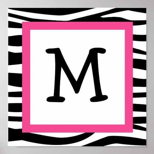 トレンディーゼブラプリント子供部屋ウォールアートネームプリント ポスター (正面)