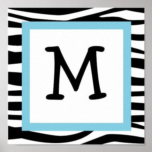 トレンディーゼブラプリント子供部屋ウォールアートネームプリント ポスター (正面)