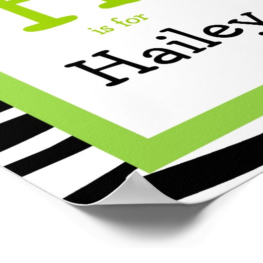 トレンディーゼブラプリント子供部屋ウォールアートネームプリント ポスター (角)