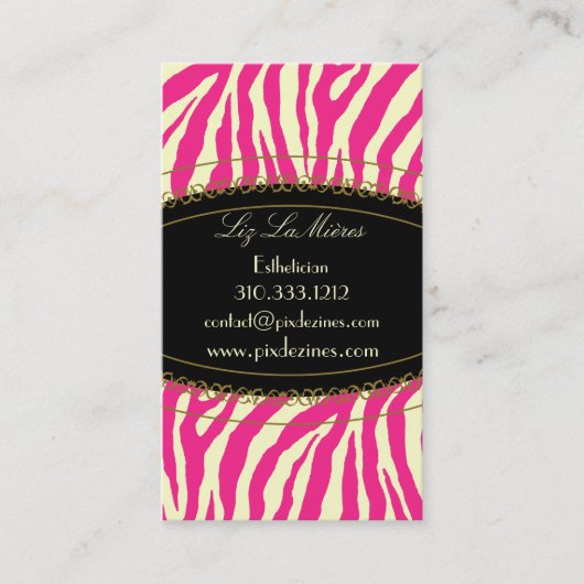 トレンディーゼブラ印刷、ホットピンク 名刺 (正面)