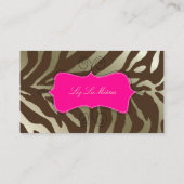 トレンディーゼブラ印刷、濃い茶色 名刺 (裏面)