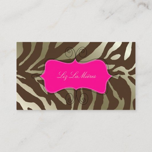 トレンディーゼブラ印刷、濃い茶色 名刺 (裏面)