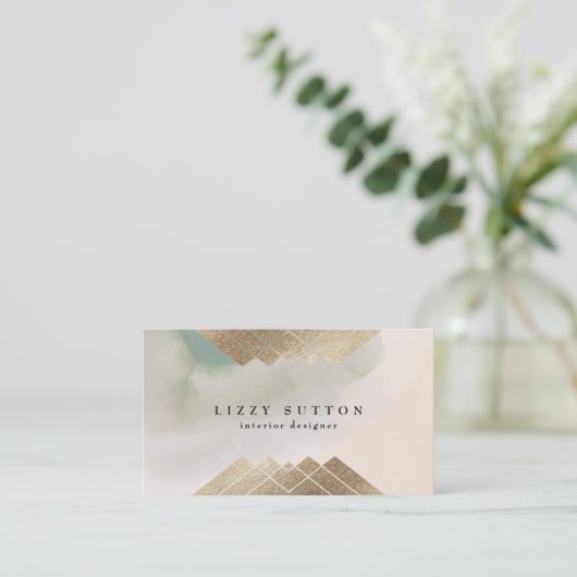 トレンディーソフトウォータモダンーカラー金箔インテリア 名刺