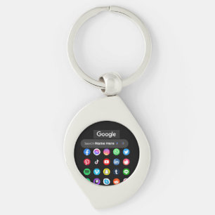 トレンディーソーシャルメディアのアイコンGoogle検索バーブラック キーホルダー