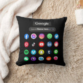 トレンディーソーシャルメディアのアイコンGoogle検索バーブラック クッション (ブランケット)