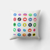 トレンディーソーシャルメディアのアイコンGoogle検索バーブラック クッション (裏面)