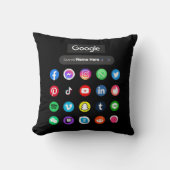 トレンディーソーシャルメディアのアイコンGoogle検索バーブラック クッション (正面)