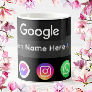 トレンディーソーシャルメディアのアイコンGoogle検索バーブラック コーヒーマグカップ
