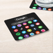トレンディーソーシャルメディアのアイコンGoogle検索バーブラック スクエアペーパーコースター (アングル)