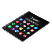 トレンディーソーシャルメディアのアイコンGoogle検索バーブラック ノートブック (左側)