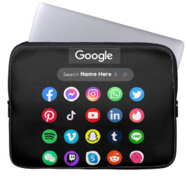 トレンディーソーシャルメディアのアイコンGoogle検索バーブラック ラップトップスリーブ