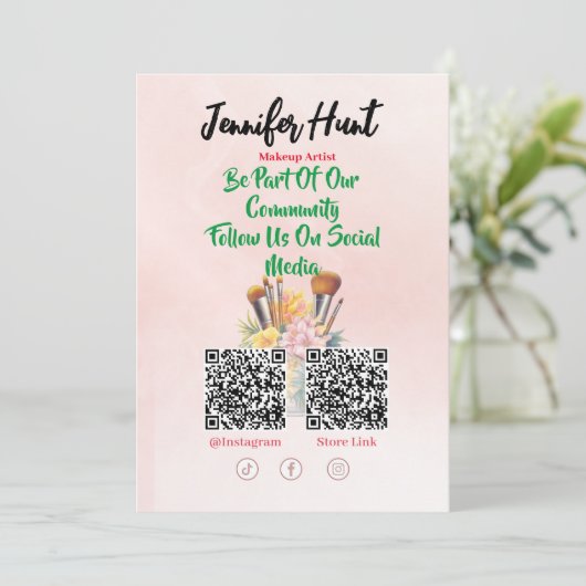トレンディーソーシャルメディアQRコードメイクアップアーティスト 招待状 (スタンド正面)