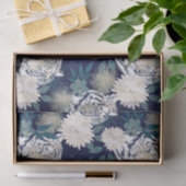 トレンディータイガーアニマル水彩フローラブルーデザイン 薄葉紙 (ギフト)