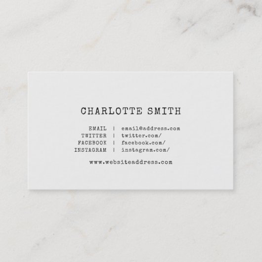 トレンディータイプライターダークグレーソーシャルメディア 名刺 (裏面)