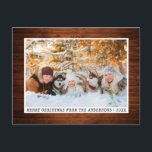 トレンディータイプライターフォントウッドミニマリスト写真 ポストカード<br><div class="desc">トレンディースタイリッシュタイプライターフォントミニマリストMerry Christmas写真ホリデー葉書 – 素朴 Wood</div>