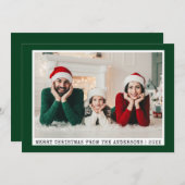 トレンディータイプライターフォントクリスマスフォトグリーン シーズンカード (正面/裏面)