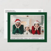 トレンディータイプライターフォントクリスマスフォトグリーン ポストカード (正面/裏面)