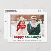 トレンディータイプライターフォントハッピーホリデーズフォト ポストカード (正面/裏面)