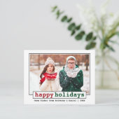 トレンディータイプライターフォントハッピーホリデーズフォト ポストカード (スタンド正面)