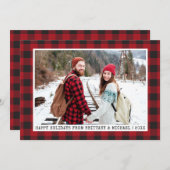 トレンディータイプライターフォントミニマリストプレイド写真 シーズンカード (正面/裏面)