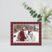 トレンディータイプライターフォントミニマリストプレイド写真 ポストカード (スタンド正面)