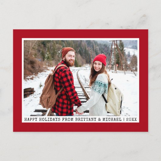 トレンディータイプライターフォントミニマル写真赤 ポストカード (正面)