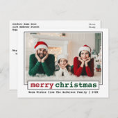トレンディータイプライターフォントメリークリスマスフォト ポストカード (正面/裏面)