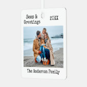 トレンディータイプライター文字シーズとグリーティングフォト メタルオーナメント (正面左)