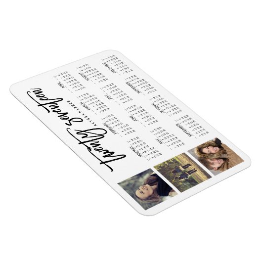 トレンディータイポグラフィと3枚の写真2017カレンダー マグネット (右側)