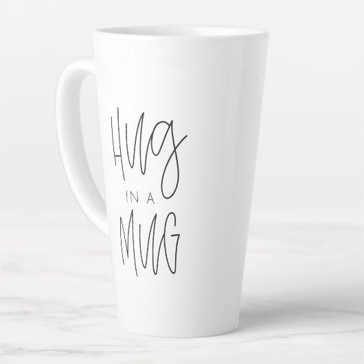トレンディータイポグラフィのハグをマグカップに カフェラテマグ (左アングル)