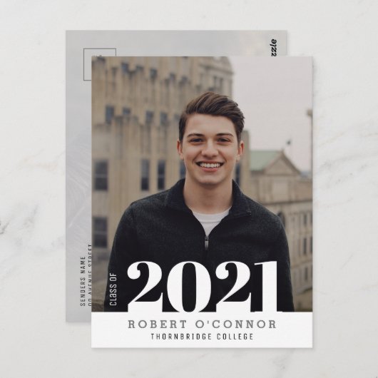 トレンディータイポグラフィの写真の卒業招待状 ポストカード (正面/裏面)