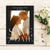 トレンディータイポグラフィオーバーレイ文字結婚写真 セーブザデート