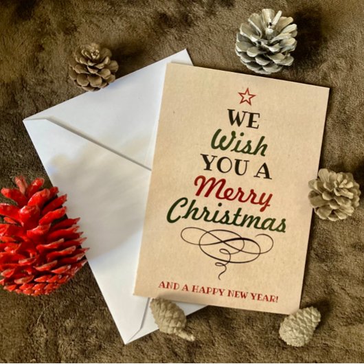 トレンディータイポグラフィクリスマスツリーホリデーフォト シーズンカード