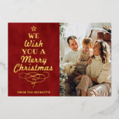 トレンディータイポグラフィクリスマスツリー実在写真 箔シーズンカード (正面)