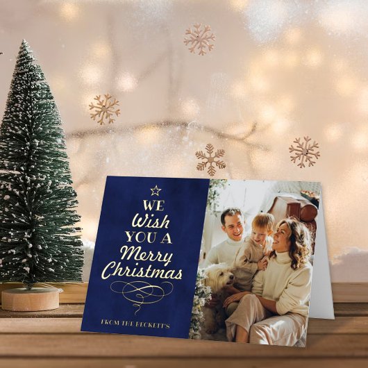 トレンディータイポグラフィクリスマスツリー実在写真 箔シーズンカード