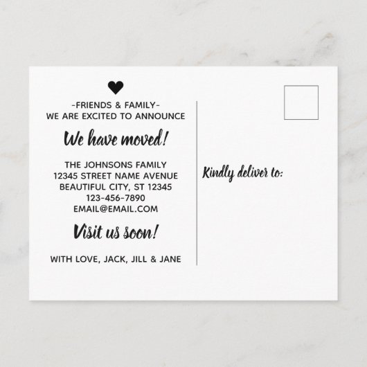 トレンディータイポグラフィゲストルーム移動フォトムービング 案内ポストカード (裏面)