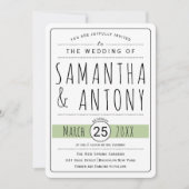 トレンディータイポグラフィセージ緑結婚式招待状 招待状 (正面)