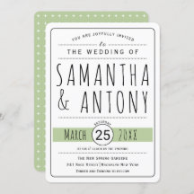 トレンディータイポグラフィセージ緑結婚式招待状