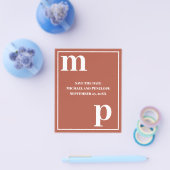 トレンディータイポグラフィテラコッタバジェット日付の保存 チラシ (シングル)