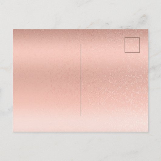 トレンディータイポグラフィバラ金ゴールド結婚式日付の保存 案内ポストカード (裏面)