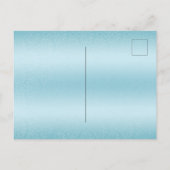 トレンディータイポグラフィブルーウェディング日付を保存 案内ポストカード (裏面)