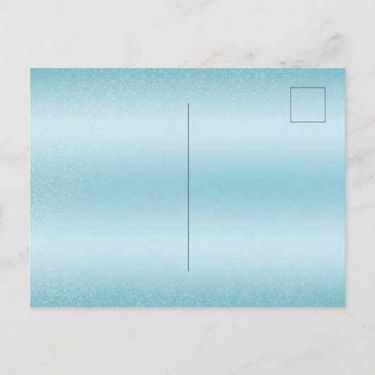 トレンディータイポグラフィブルーウェディング日付を保存 案内ポストカード (裏面)