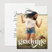 トレンディータイポグラフィホワイトオーバーレイフォトグラッドパーティー 招待状 (正面/裏面)