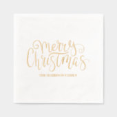 トレンディータイポグラフィメリークリスマスホリデイ 箔ナプキン (正面)