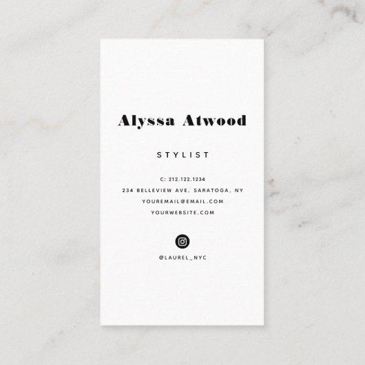 トレンディータイポグラフィモダンスタイリストファッション 名刺 (裏面)