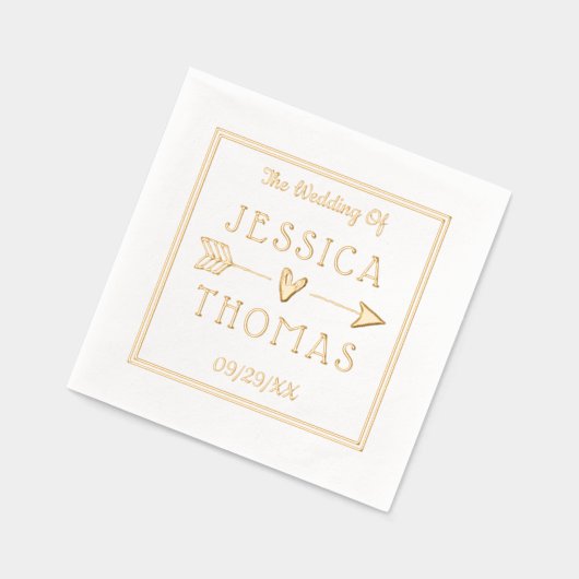 トレンディータイポグラフィラブハート&アロー結婚ズ 箔ナプキン (左)