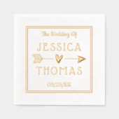 トレンディータイポグラフィラブハート&アロー結婚ズ 箔ナプキン (正面)