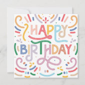 トレンディータイポグラフィレインボーモダンハッピーバースデー カード (正面)