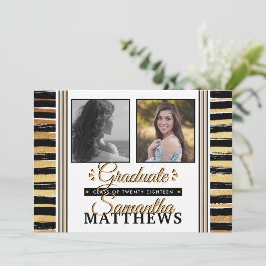 トレンディータイポグラフィ写真の卒業発表 案内状 (スタンド正面)